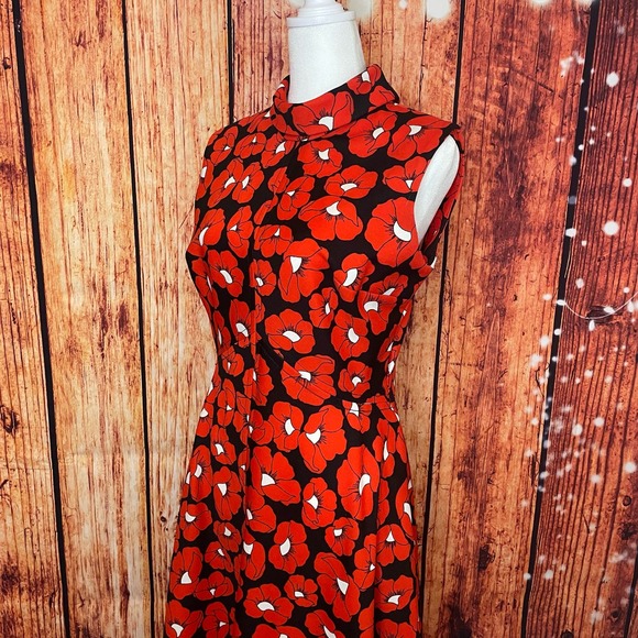 Unbranded Dresses & Skirts - Vintage 1970s poppy print sleeveless maxi dress size 8/10 full skirt polyester